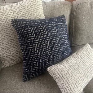 6 West Elm Pillow Cases - Blue White Velvet - Like New - Will sell individually